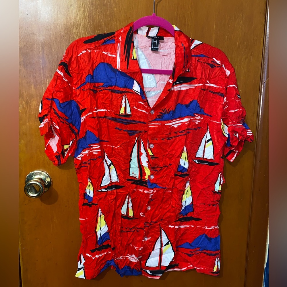 Male printed button down shirt